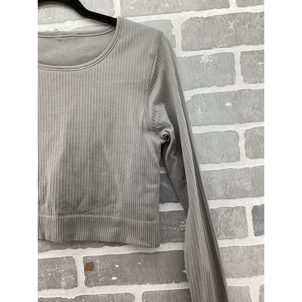 Lululemon Ebb to Street Long Sleeve Ribbed Crop Top Grey Size‎ 8 LW3DJQS - Picture 3 of 6